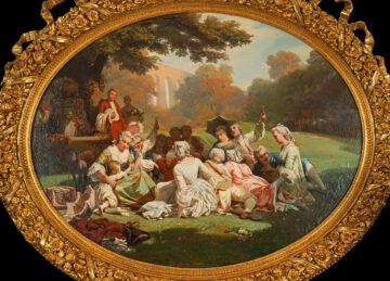 Tableau Fête galante dans un parc par J.-A. Duval Le Camus- Tobogan Antiques – Antiquaire Paris 8eme-7