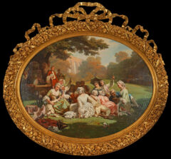 Tableau Fête galante dans un parc par J.-A. Duval Le Camus- Tobogan Antiques – Antiquaire Paris 8eme-9