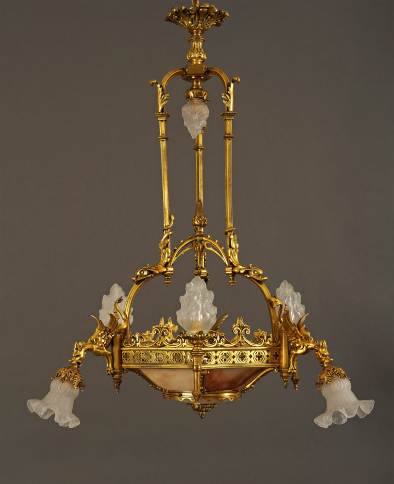 Susse & Lelievre <br/> Lustre Néo-Gothique aux Dragons