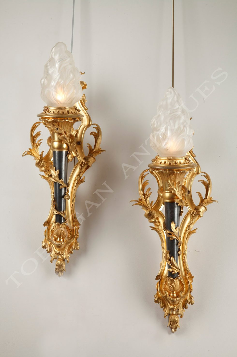Gagneau <br/> Pair of torch wall-lights