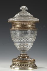 Drageoir en cristal et bronze argenté - Tobogan Antiques - Antiquaire Paris