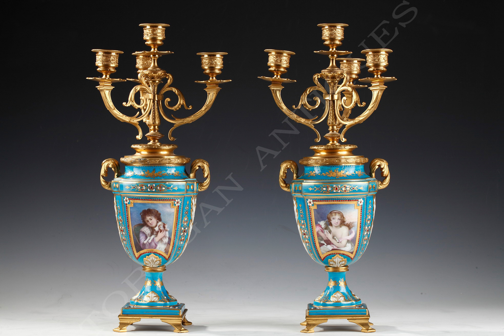 Fine pair of candelabra vases