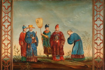 Chinoiserie peinture tableau Tobogan Antiques Paris antiquités XIXe siècle