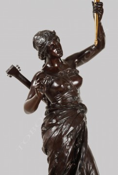 J.-F. Coutan Rare paire de torchères bronze Tobogan Antiques Paris antiquités XIXe siècle