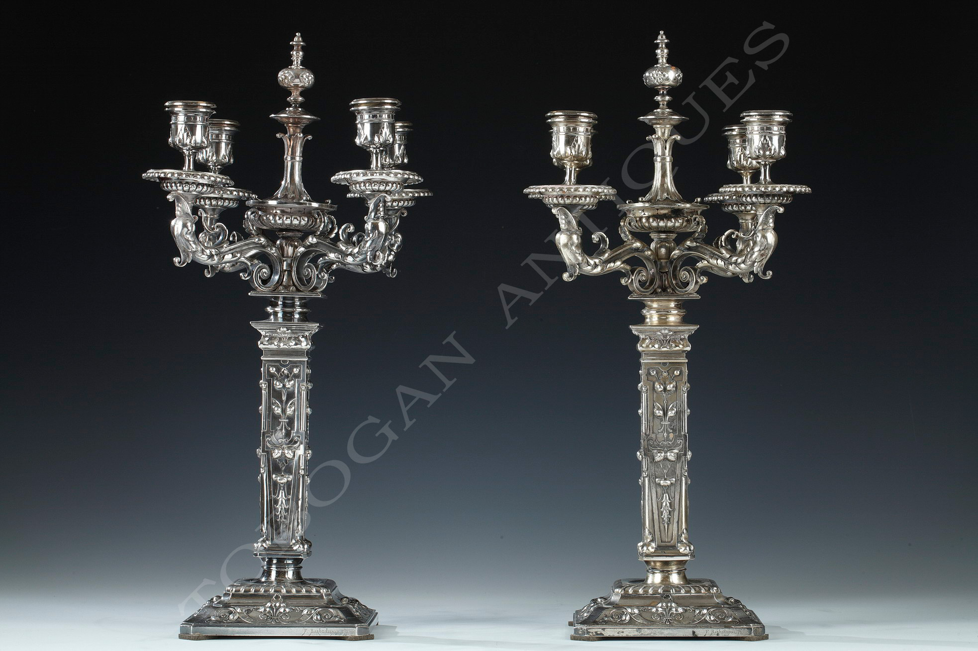 F. Barbedienne, L-C Sevin and D. Attarge <br/> Pair of Renaissance style candelabra
