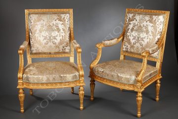 Paire de fauteuils de style Louis XVI - Tobogan Antiques - Antiquaire Paris