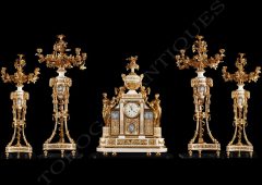 pendule-garniture-marbre-bronze
