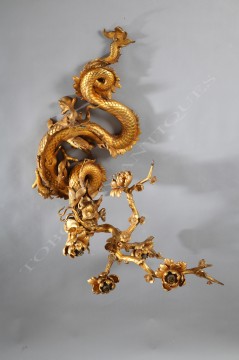 applique japonisante bronze Edouard Lièvre Tobogan Antiques Paris antiquités XIXe siècle