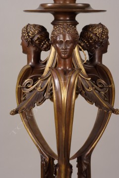 Paire de lampes néo-Grecques bronze Cahieux Barbedienne Tobogan Antiques Paris antiquités XIXe siècle