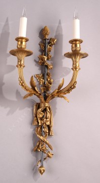 Paire d’appliques style Louis XVI bronze Vian Tobogan Antiques Paris antiquités XIXe siècle