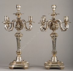 Paire de candélabres de style Louis XIV bronze Tobogan Antiques Paris antiquités XIXe siècle