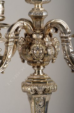 Paire de candélabres de style Louis XIV bronze Tobogan Antiques Paris antiquités XIXe siècle