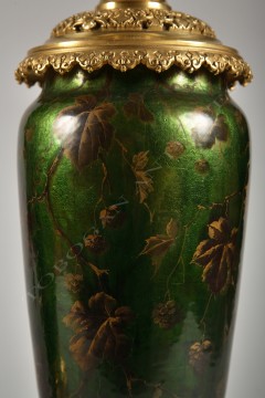 Paire de lampes Napoléon III églomisé Tobogan Antiques Paris antiquités XIXe siècle
