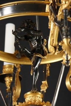 Lustre néo-Grec “Danseur” bronze Barbedienne Tobogan Antiques Paris antiquités XIXe siècle