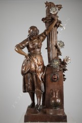 Femme-a-la-fontaine-terre-cuite-sculpture-Luminaire-Tobogan-Antiques-Paris-antiquités-XIXe-siècle