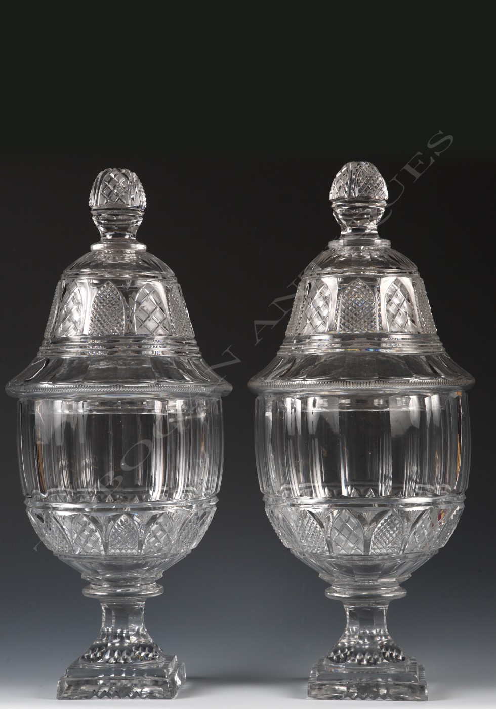Baccarat<br />Pair of crystal covered vases