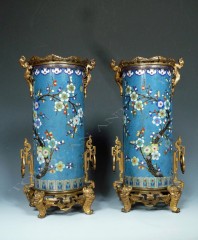 Paire-de-vases-en-émail-cloisonné-Bronze-japonisme-Barbedienne-Tobogan-Antiques-Paris-antiquités-XIXe-siècle
